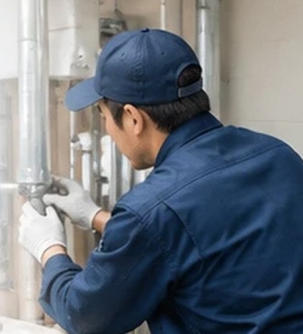 配管工事を行う職人のイメージ